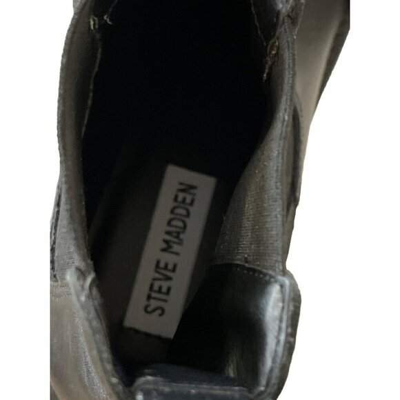 Steve Madden Black Leather Chelsea Boots Ankle Booties Stretch Elastic Sz 7 NEW - Picture 8 of 8